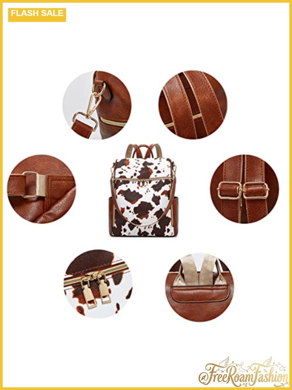 Faux Leather Backpack Purse for Women Casual Travel Bag - Picture 5 of 5